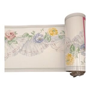 Carefree Wallpaper Border Lot Of 3 New Fans And Yellow Flowers 4.2 " By 5.5 Yard